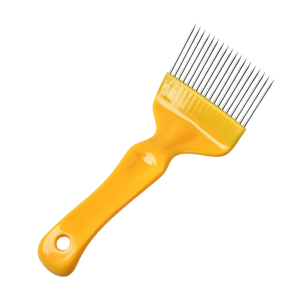 DESOPERCULADOR APÍCOLA TIPO TENEDOR 21 DIENTES MANGO AMARILLO/ROJO